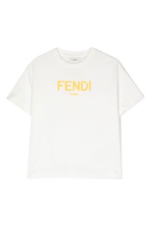 Logo,Print Cotton T,Shirt FENDI KIDS | JUI1377AJF0TU9